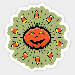 Jack O' Lantern Candy Corn Sun Sticker